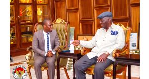 H.E PASKAL A.B ROIS PAYS COURTESY CALL ON FORMER PRESIDENT J. A KUFFOUR